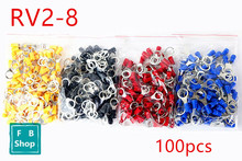 100pcs RV2-8  Ring insulated terminal Cable Wire Connector 1.5-2.5mm cable Electrical Crimp Terminal RV2.5-8 RV 2024 - buy cheap