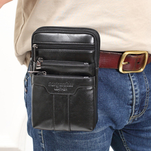 Bolsa de couro genuíno masculina, bolsa de ombro pequena para viagem atravessada, bolsa carteiro para telefone 2024 - compre barato