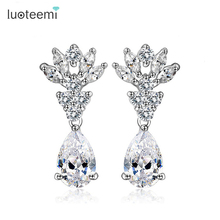 LUOTEEMI  Hot Selling Latest Style Zircon Wedding Chandelier Dangle Earring Women Luxury Bridal Jewelry 2024 - buy cheap