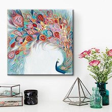 Pintura al óleo de pavo real sobre lienzo, obra de arte de pared para decoración del hogar, arte para habitación 2024 - compra barato