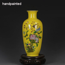Jingdezhen Antique Vase Handpainted  Porcelain Qing Qianlong Collection Of Old Flower Birds Vase Decoration Goods 2024 - buy cheap
