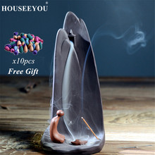 HOUSEEYOU Creative Mountain Incense Burner Censer Ceramic Backflow Incense Cones Stick Holder Home Office Teahouse Buddha Decor 2024 - buy cheap