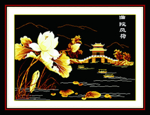 Wind Lotus cross stitch kit landscape18ct 14ct 11ct count printed canvas stitching embroidery DIY handmade needlework 2024 - buy cheap