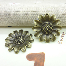 30 pcs Charms Flower Pendant  Antique bronze  Zinc Alloy Fit Bracelet Necklace DIY Metal Jewelry Findings 2024 - buy cheap