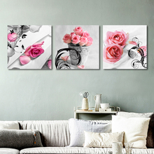 ALMUDENA Unframed 3 Pieces/Set Modern Mural Picture Pink Rose Flower Canvas Art Print Poster Home Decor Bedroom Wall Painting 2024 - buy cheap