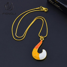 FENGLI Vintage Fox Tail Pendant Necklace Women Romantic Dripping Oil Necklaces&Pendants Statement Necklace Jewelry bijoux femme 2024 - buy cheap