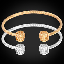 Pulsera brazalete para mujer elegante brazaletes de joyería de moda de oro Vintage Color Cubic Zirconia brazalete H426 2024 - compra barato