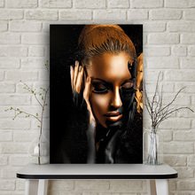 Black Gold Nude African Art Woman Oil Painting on Canvas Cuadros Posters and Prints Scandinavian Wall Picture for Living Room 2024 - buy cheap