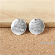 ¡Novedad! colgante de plata tibetana de 60 piezas con letras redondas "never give up" para collar, accesorios de joyería DIY 20101 2024 - compra barato