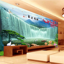 Beibehand-papel de parede personalizado, 3d, mural, estilo chinês, cascata, tv, pintura de parede, sala de estar, quarto, papel de parede 2024 - compre barato