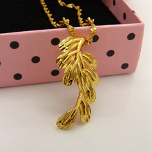 Leaf Shaped Pendant  Yellow Gold Filled Womens Pendant Chain Necklace 2024 - buy cheap