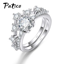 Conjunto de anéis femininos de luxo com novo design, joias para festa, prata esterlina 925, frete grátis 2024 - compre barato