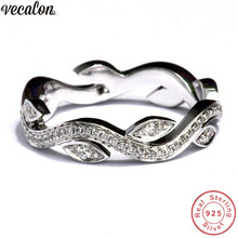 Vecalon anel fino soild 925 prata esterlina flor promessa anel de noivado anel de casamento anéis de banda para mulher nupcial dedo jóias 2024 - compre barato