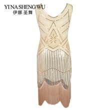 1920 s Great Gatsby Flapper Dress Vintage Women Sequin Beaded Fringe Dress Party V Neck Bodycon Fringed Sleeveless Dance Clothes 2024 - buy cheap