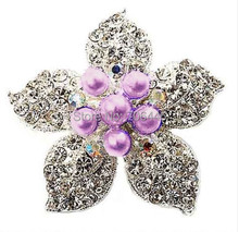 Minimum Order $12 !  Lilac Pearl Clear Rhinestone Crystal Star Flower Wedding Brooch 2024 - buy cheap