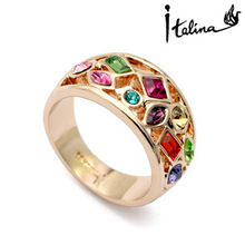 Женское кольцо с австрийским кристаллом, цвета розового золота 2024 - купить недорого