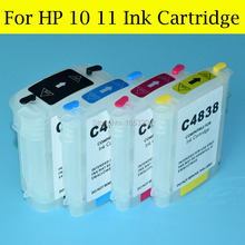 Cartucho de tinta para impressora, recarga vazia, 4 cores/conjunto, hp 10 11 com chip arc, hp officejet 9110 9120 9130 k850 cp1700 2024 - compre barato