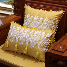 Luxury Cushion Cover Gold Embroidered Throw Pillow Cover Geometric Lace Home Cojines Decorativos Para Sofa Housse De Coussin 2024 - buy cheap