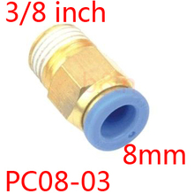 PC08-03 Pneumatic air straight fitting 8mm thread 3/8'' One touch hose connector,5pcs/lot 2024 - buy cheap