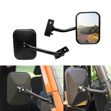 Um par de espelhos retrovisores, ideal para jeep wrangler 2005-2007 tj jk jku, cor preta texturizada 2024 - compre barato