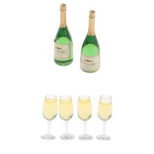 Conjunto de garrafas de vinho, 6 peças, para casa de bonecas, cozinha, sala de jantar, ornamento em miniatura, acessórios 2024 - compre barato