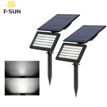 T-SUNRISE, 2 шт. в упаковке, 5 Вт, Солнечный Прожектор, регулируемый, 50 светодиодов, солнечный свет, наружный водонепроницаемый Пейзаж, настенный светильник для сада 2024 - купить недорого