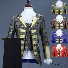 3 Piece Set Suit Men Victorian Medieval Vintage Tuxedo Suit Male Halloween King Costume Jacket+Vest+Pants Set For Men Plus Size 2024 - buy cheap