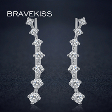BRAVEKISS austrian crystal earrings studs piercing earcuff earring pins crystal hook earrings for women brincos longos BUE0197B 2024 - buy cheap
