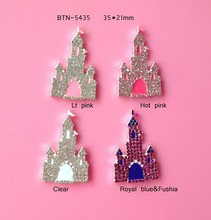 Free shipping 35X21mm princess rhinestone castle button for hair craft 50PCS/LOT(BTN-5435) 2024 - buy cheap