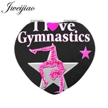JWEIJIAO I Love Gymnastics Heart Pocket Mirror PU Leather Mini Compact Folding 1x/2x Magnifying Makeup Mirror For Girls 2024 - buy cheap