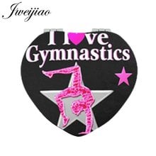 JWEIJIAO-Espejo de bolsillo con forma de corazón para gimnasia, Mini espejo compacto plegable de cuero PU, aumento 1x/2x, para maquillaje, para niñas 2024 - compra barato