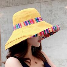 Bohemia Female Double-sided Cotton Sun Hat Large Wide Brim Anti-UV  Beach hat 2019 New Women Summer Foldable Sun Hats Bucket Hat 2024 - buy cheap