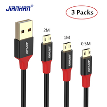 JianHan-Cable Micro USB Reversible 2A, cargador de datos de carga rápida para xiaomi, Samsung Note 5, teléfono Android, paquete de 3 unidades (0,5 M/1M/2M) 2024 - compra barato