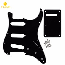 FLEOR Set of 11 Holes ST Guitar Pickguard Scratch Plate SSS Back Plate Tremolo Cover 3Ply Black w/ Pickguard Screws 2024 - buy cheap