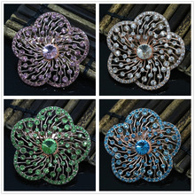 Classical big flower rose gold-color newly brooches for women colorful crystal beads pins accessories jewelry E 2024 - buy cheap