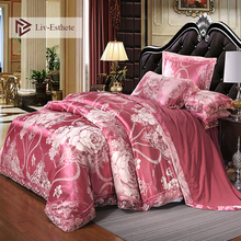 Liv-Esthete European Luxury Satin Jacquard Bedding Set Lace Side Duvet Cover Flat Sheet Bedclothes Double Queen King Bed Linen 2024 - buy cheap