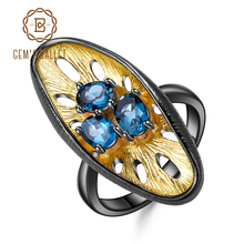 Женское кольцо gemb's BALLET, перстень из серебра 925 пробы с синим топазом и лимоном ручной работы, 1,46ct 2024 - купить недорого
