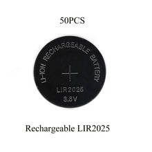 Soravess 50PCS 30mAH LIR2025 Lithiium lir Ion Rechargeable Battery 3.6V Li-ion button coin cell replace for CR2025 CR 2025 2024 - buy cheap