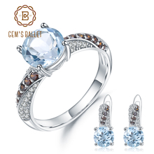 GEM'S BALLET-Conjunto de joyería CZ ahumado de Topacio azul cielo Natural, pendientes de plata de ley 925, conjunto de gemas para mujer, boda, 5,90 quilates 2024 - compra barato