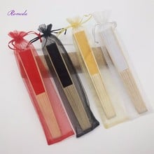 Abanicos de mano de boda con seda de Organza, bolsa de regalo para decoración de boda, 10 colores, 50 unids/lote, superventas 2024 - compra barato