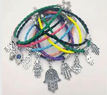 Pulsera de cuerda trenzada para mujer y niña, brazalete de amuleto de la mano de Fátima Hamsa, Ojo Azul malvado, Kabbalah, moda nueva 2024 - compra barato