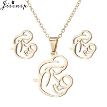 Jisensp Maternal Love Stainless Steel Jewelry Sets Simple Hollow Breastfeeding Pendant Necklace Wedding Jewelry for Women Gift 2024 - buy cheap