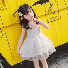 Girls fashion summer stap dress Golden star sparkle Baby dress Children's princess fairy tutu dress DR19100 2024 - buy cheap