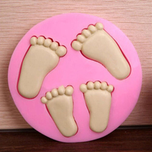 Bebê rosa pé 3d molde de silicone molde de silicone decoração do bolo fondant molde bonito criança pé moldes ferramentas de cozimento artesanato 2024 - compre barato