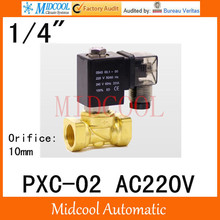 Compact Pilot solenoid valve PXC-02 port 1/4" BSP AC220V orifice 10mm brass normal colse type 2024 - buy cheap