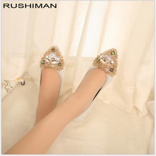 RUSHIMAN Women Ballet Flats Spring Autumn Women dance Shoes Women Sneakers Female Casual Shoes Crystal Pointed Toe Flat Shoes 2024 - buy cheap