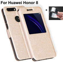 Capa para celular huawei honor 8, capa de couro pu com janela aberta para huawei honor 8 2024 - compre barato