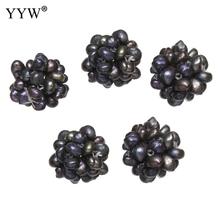 Cultured Ball Cluster Pearl Beads Freshwater Pearl Round black 13mm Sold By PC 2024 - buy cheap