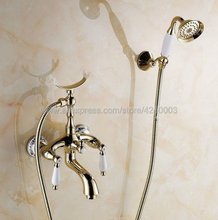 Ktf415-conjunto de banheira para banheira, torneira de latão dourada, para banheira, banheiro, estilo telefone 2024 - compre barato