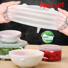 6pcs Food Grade Keeping Food Fresh Wrap Reusable High Stretch Silicone Food Wraps Seal Vacuum Bowl Cover Stretch Lid 2024 - buy cheap